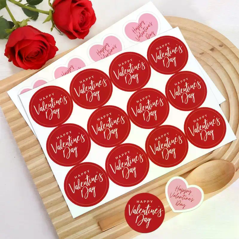 120/500 stuks valentijnsdag hartstickers, sluitstickers, stickers voor enveloppen met de tekst "happy wedding", feestdecoratiestickers