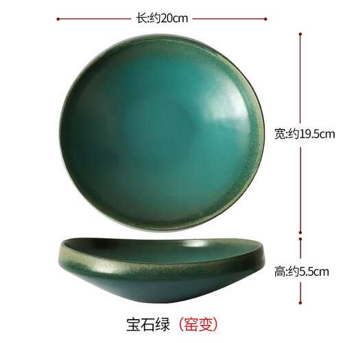 Japanese Art White Thick Edge Ceramic Western Steak Plate Restaurant Hotel High-end Tableware Household 8-inch Salad Sushi Plate: C-8inches
