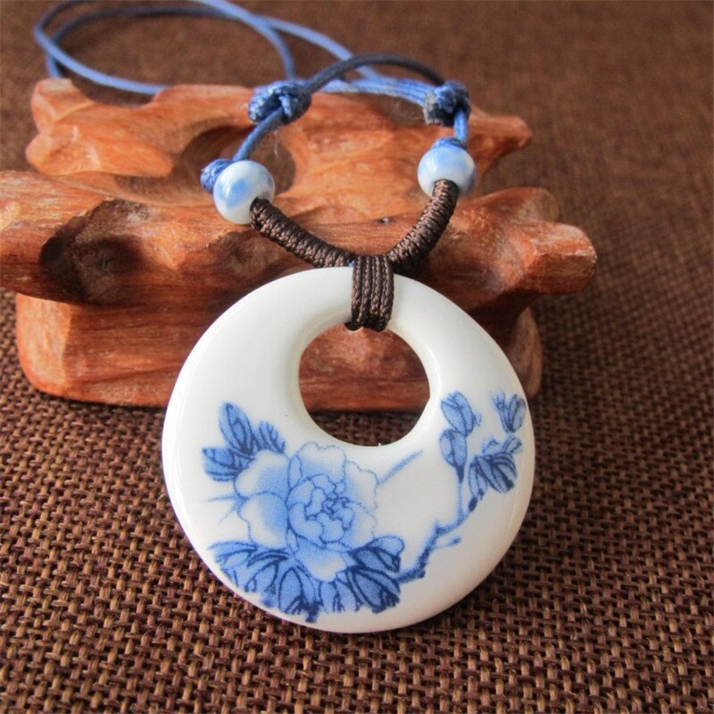 Blue And White Porcelain Ceramic Necklace Ceramic Beads Neckalce artware Antique Necklaces &amp; Pendants For women: 14