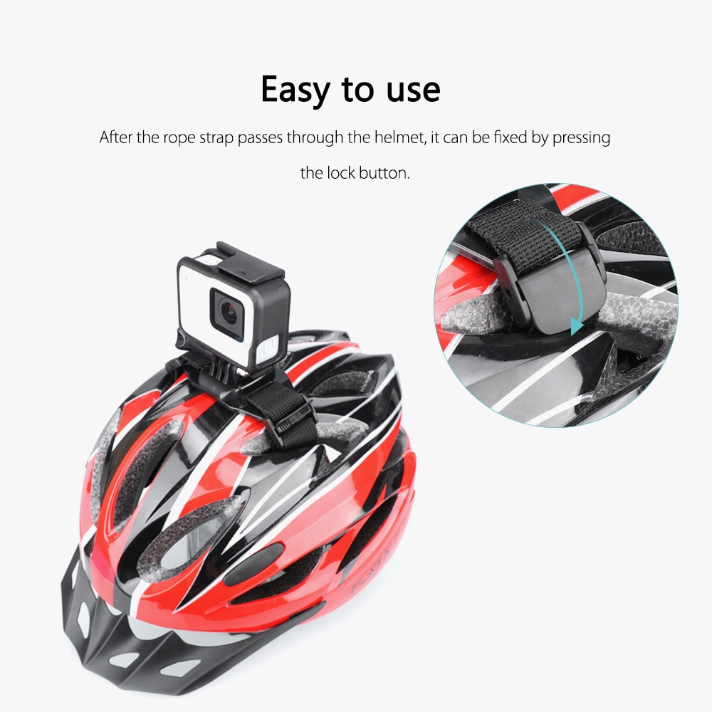 Vamson for Go ProAdjustable Bike Helmet Strap Head Hero 7/6/5/4 Belt Mount Holder Adapter for OSMO Action Xiaomi Yi 4K VP201X