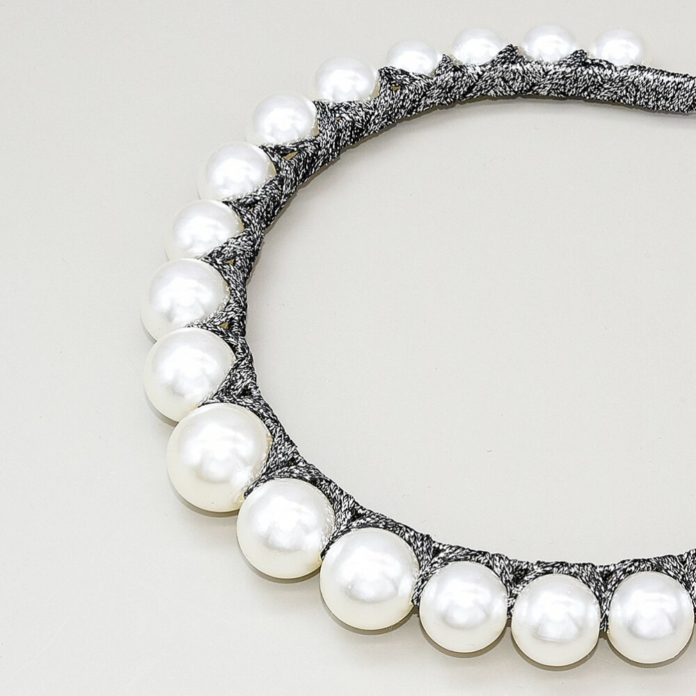 1 pc perle dekoration pandebånd hårbøjle gylden silke tråd hovedbøjle hovedbeklædning delikat hår tilbehør til fest dagligt (w