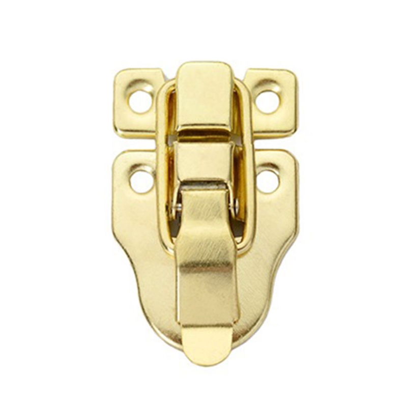 Antique Jewelry Box Lock Latch Wooden Box Decorative Buckle Lock Heavy Duty Iron Suitcase Cabinet Hinge Easy to Install: gold