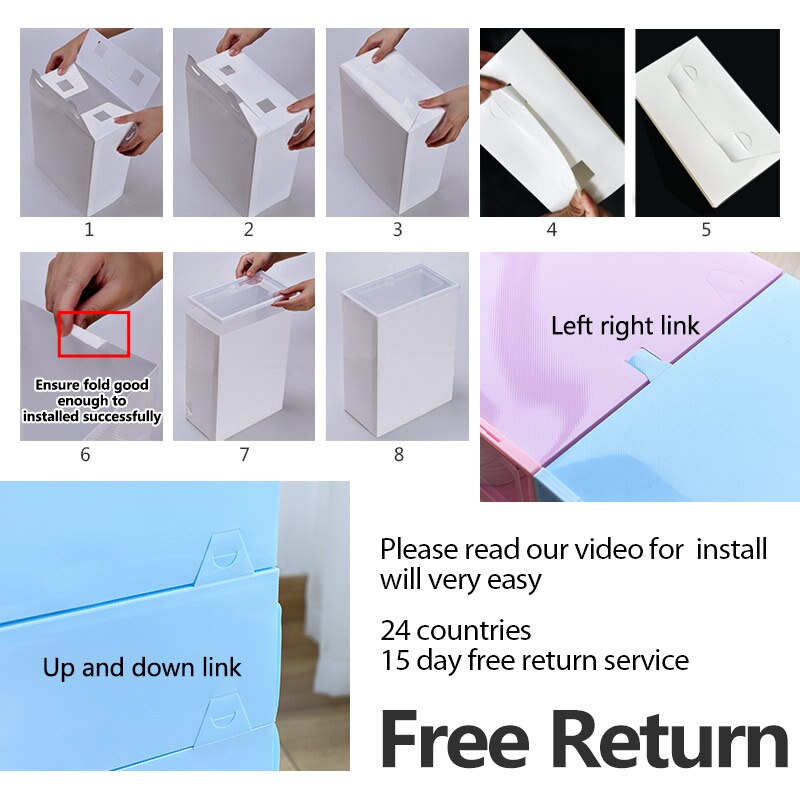 6pcs transparent shoe box thickened transparent dustproof shoe storage box can stacked combination shoe cabinet shoe organizer