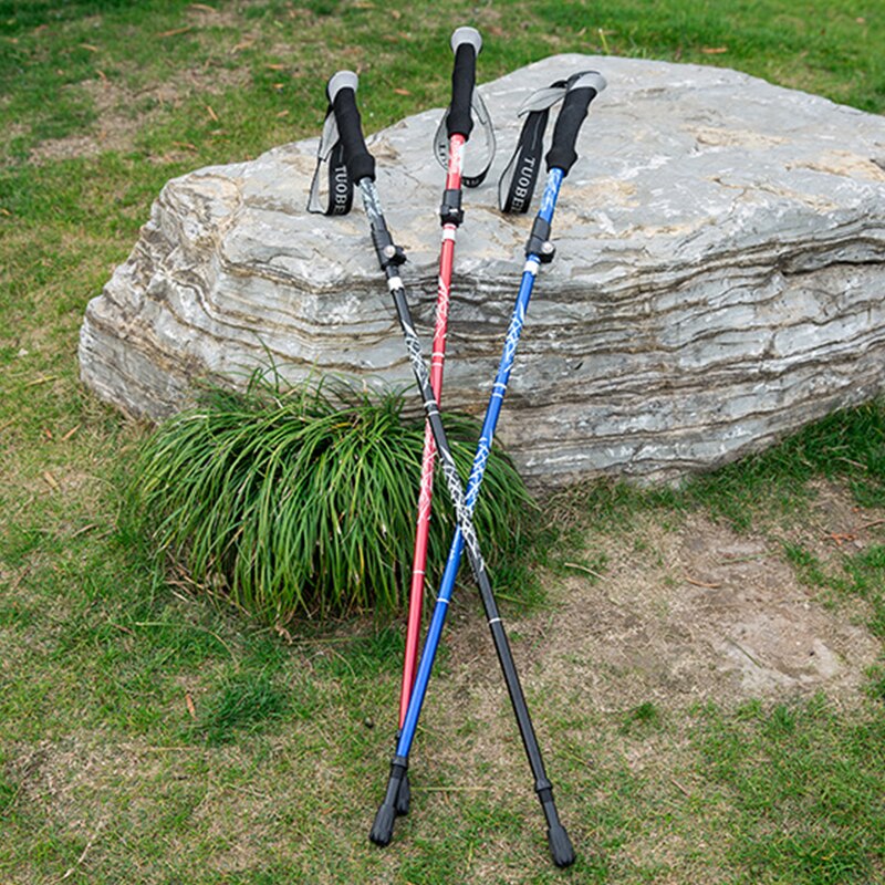 Foldable Walking Poles Anti-shock Trekking Sticks Adjustable Telescopic Baton For Hiking Climbing Accessories With Storage Bag