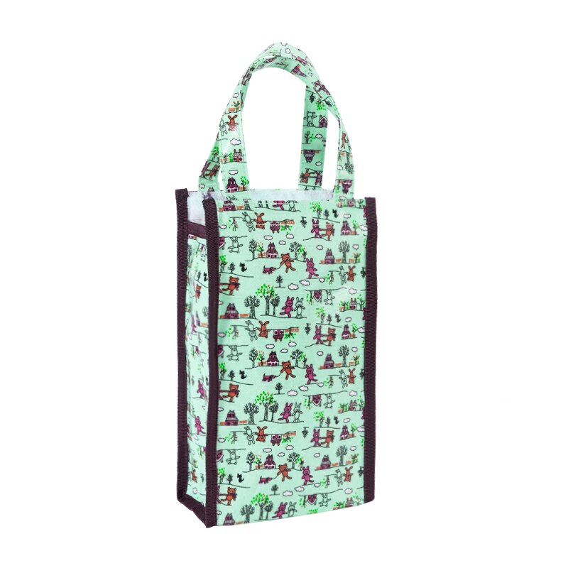 MABULA – sac à main en Nylon pour bouteille de vin, fourre-tout pliable, , Portable, réutilisable, mignon, dessin animé, emballage pour vin: Z3003