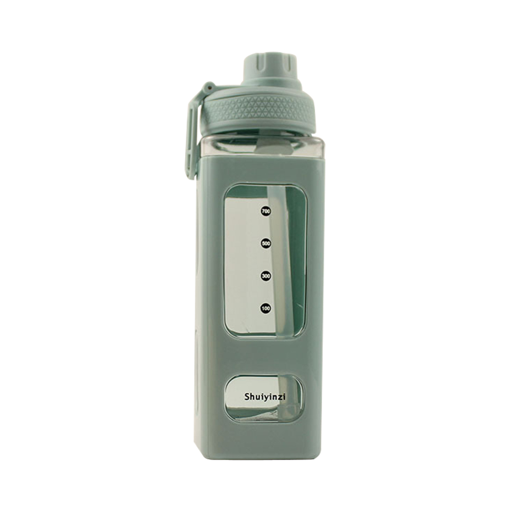 2L Wasser Flasche Stroh Tasse Große Kapazität Hohe Temperatur Kunststoff Wasser Tasse Zeit Skala matt draussen Sport Schüler Paar Tasse: 900ML B