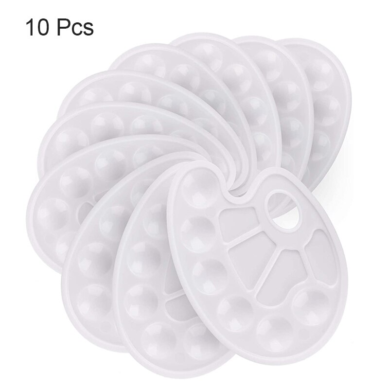 10 Pcs Wit Plastic Verf Lade Paletten Met Tien-Goed Duim Gat Voor Schilderen Party, diy Ambacht En Kunst Schilderen: Default Title