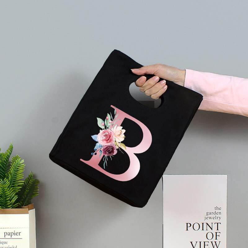 Różowe litery Unisex przenośna torba na Lunch izolowane pudełko na Lunch Tote Bag biuro lodówka pojemnik torba do przechowywania żywności Tote Bag: 9pinkB
