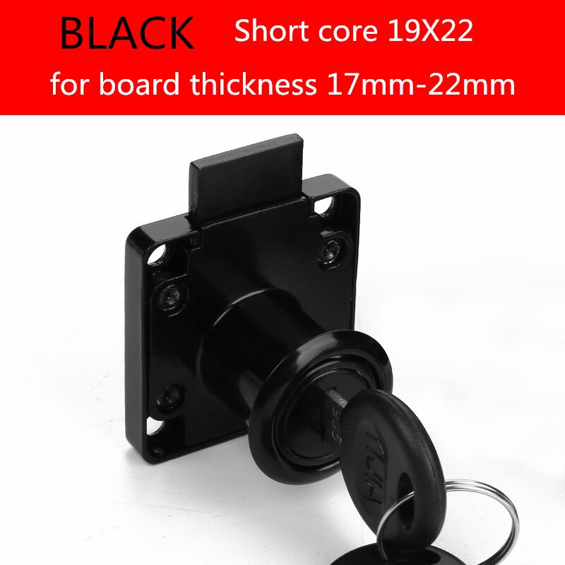 Kk & Fing Lade Sloten Met 2 Sleutels Meubilair Hardware Deur Kast Lade Slot Voor Bureau Brief Box 3 kleuren Cam Sloten: Black 19X22MM