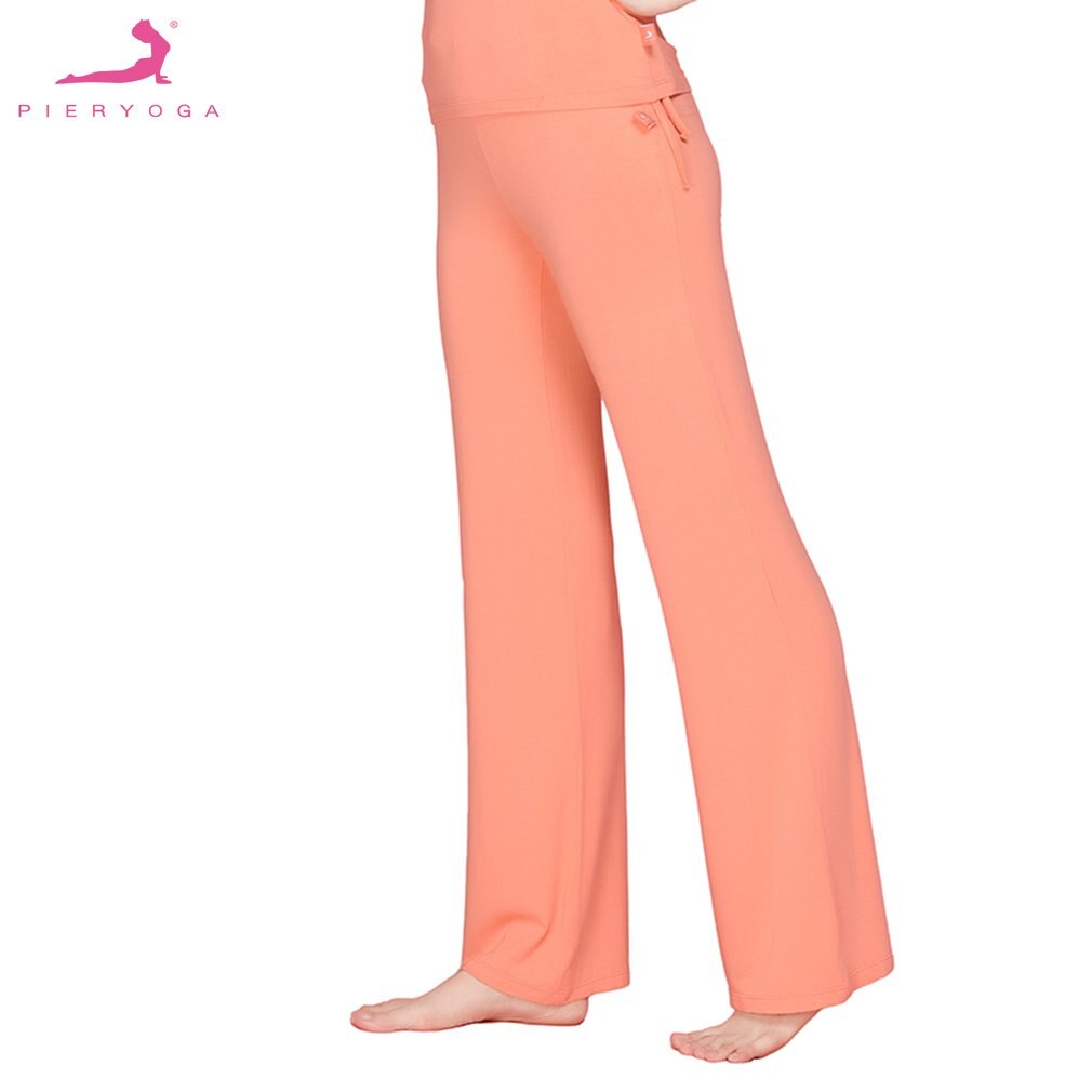 Pieryoga 41868Mm Oranje/Blauw Yoga Volledige Lengte Broek Glad Comfortabele Broek Met Koord Voor Yoga Fitting