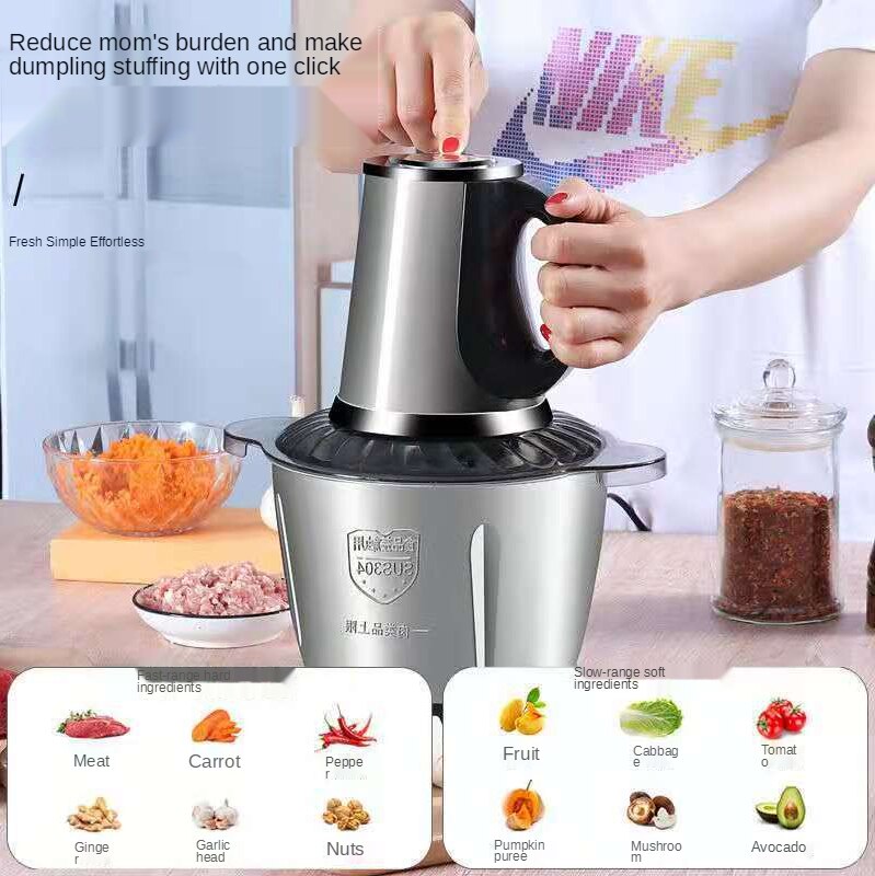 Stainless Steel Electric Chopper Meat Grinder Mincer Food Processor Slicer Egg Beater Vegetable Meat Grinder Cutter