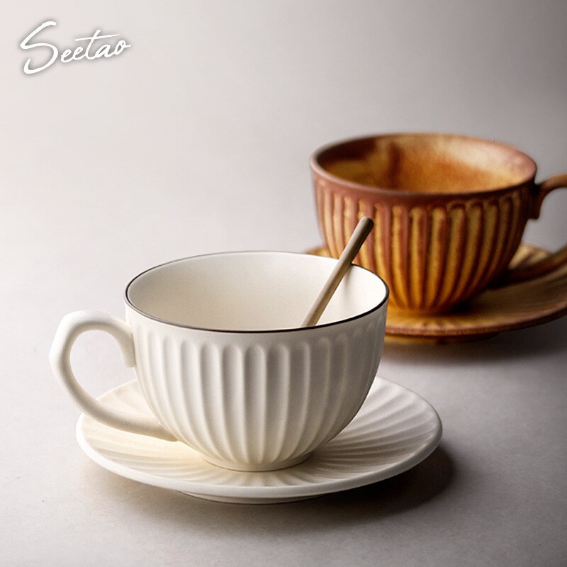 Japansk stil enkel vit kopp och fat modern kaffekopp servis möbler dekoration par kopp resa