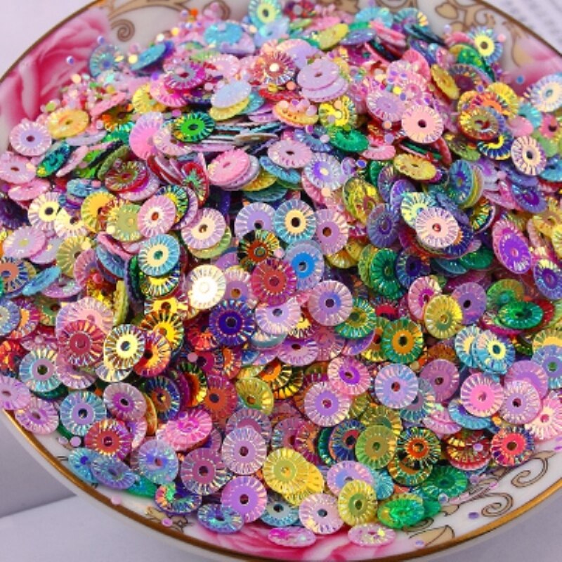 60g 6mm bloemen ronde platte losse pailletten pailletten naaien, bruiloft knutselen, vrouwen kinderen schoenen kleding hoed diy kledingstuk accessoire
