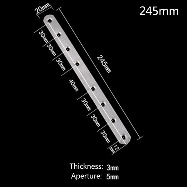 10 st 37-245mm platta raka stag i rostfritt stål laga reparationsplattor fästkontakt  --m25: 245mm