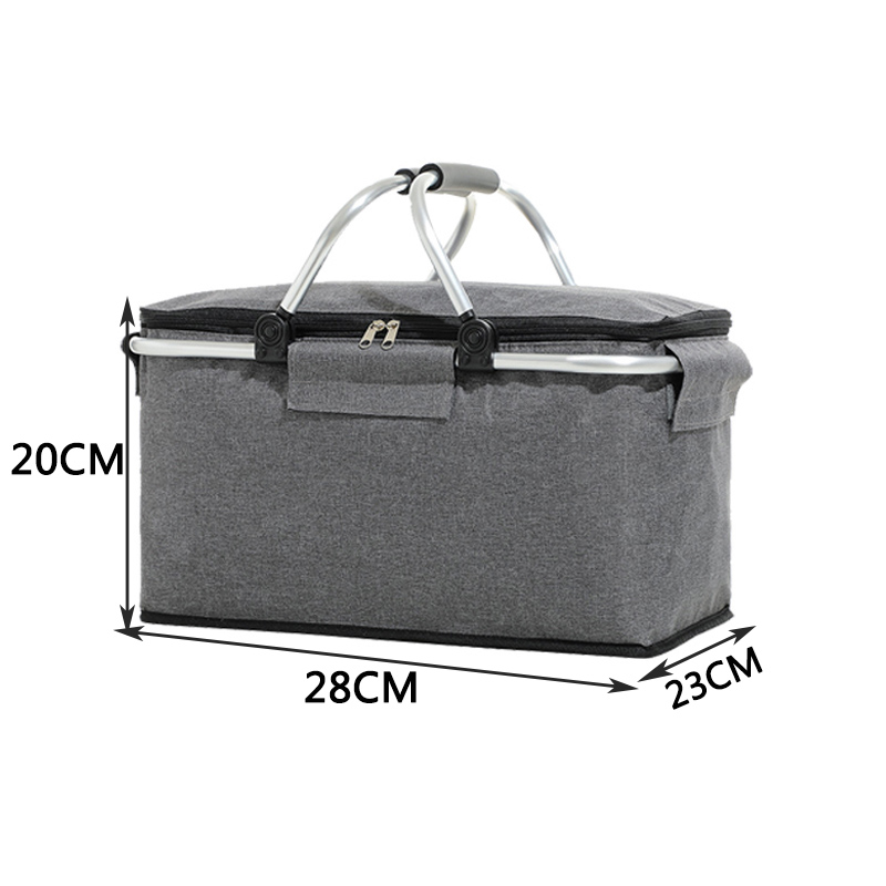 Vouwen Picknick Draagbare Ijs Mand Grote Capaciteit Isolatie Picknick Zak Fruit Warmte Isolatie Warmte Rame Waterdichte Voering Gezondheid: Grey-S