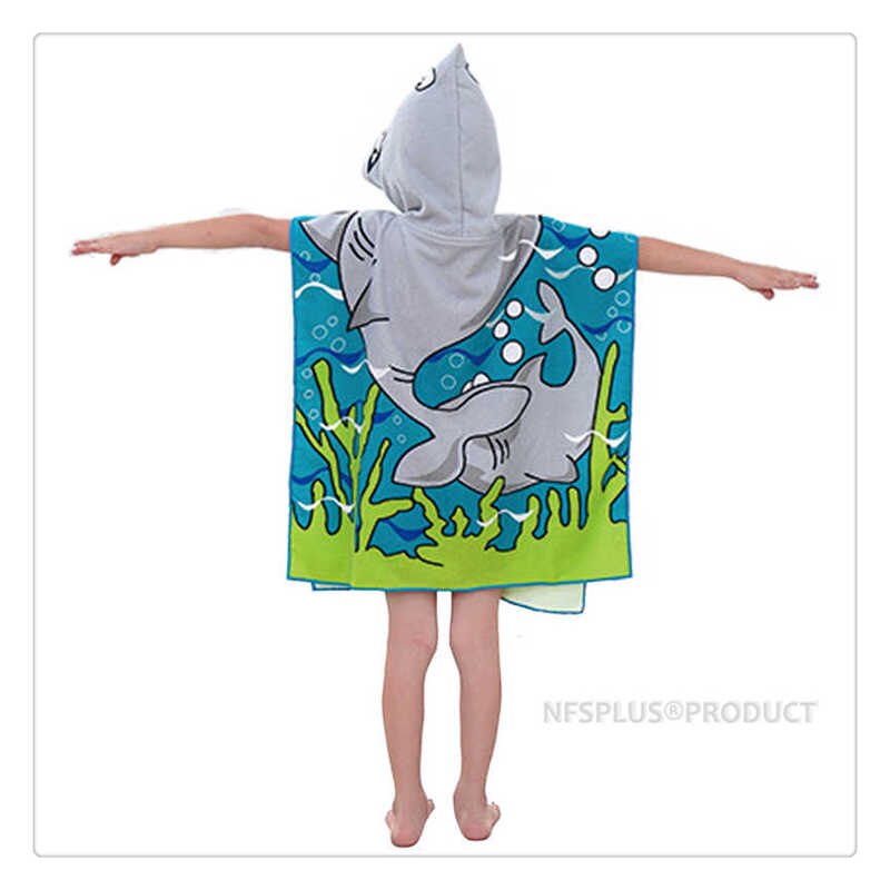 Toalla de baño con capucha para niños, Poncho, albornoz para niños, tiburón, sirena, Princesa, buceador, de secado rápido, toalla de playa de microfibra
