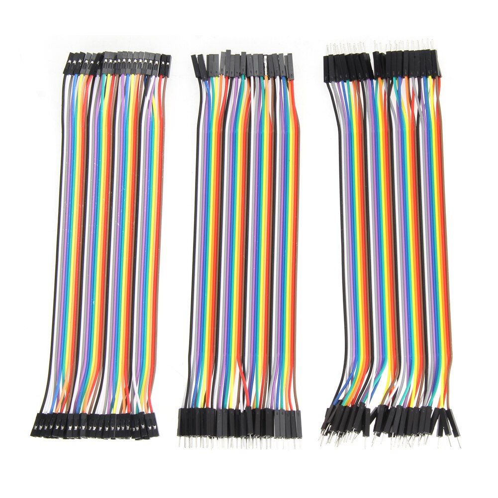 Cable de puente DuPont para Arduino, Cable macho a macho + 40 hembra + 40 macho a hembra, 20cm, 2,54mm, 1pin, 40 Uds.