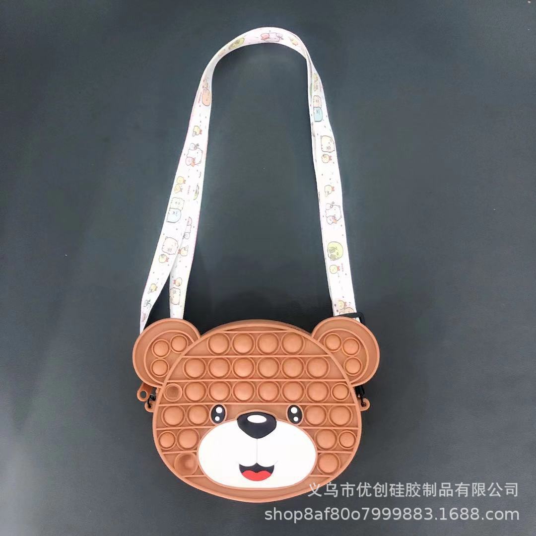 Kawaii – sac à main licorne ours fraise PopIt Fidget, jouets presse à doigt, sac à bandoulière, soulage l&#39;anxiété et le Stress, mignon: Little bear