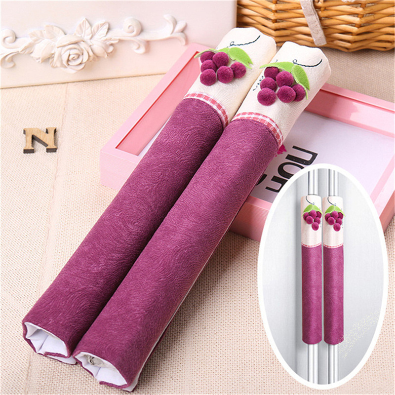 Cubiertas de manija de puerta de nevera, Protector antideslizante de 2 piezas, guantes de doble puerta para refrigerador, accesorios de decoración del hogar transparentes para mantener el calor: 1 pair long grape