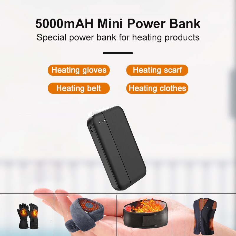 CASEIER 10000mAh Mini batterie externe pour chauffer les vêtements ceinture gants écharpe Speical externe chargeur de batterie portable pour réchauffer l'utérus