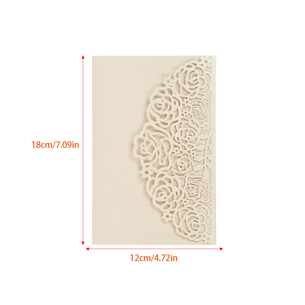 10pcs Wedding Invitation Cards Pearl Paper Rose Flower Party Invitation Card Cover Invitation Holders with Blank Inner Sheet