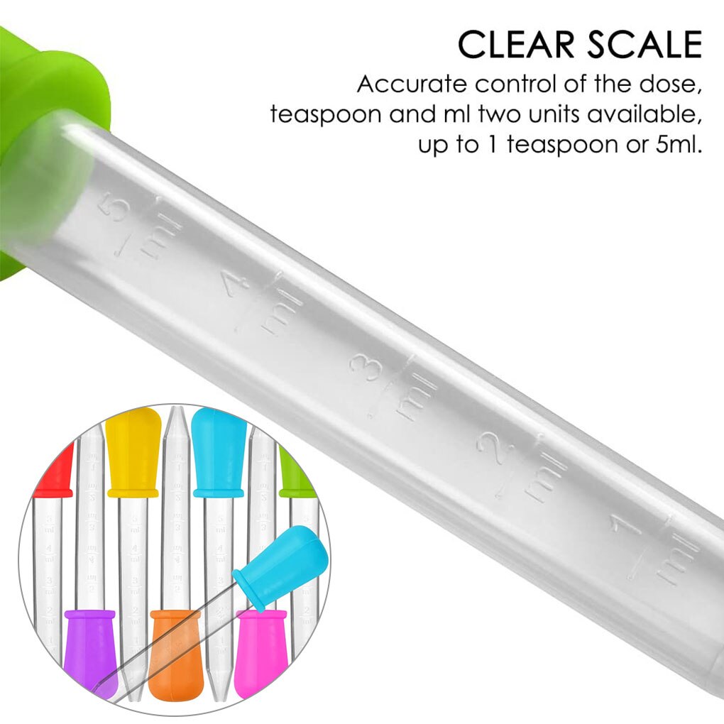 8 Stuks Baby Dropper Geneeskunde Feeder Kind Geneeskunde Apparaat Siliconen Pipette Liquid Voedsel Druppelaar Zuigeling Gebruiksvoorwerpen 5Ml
