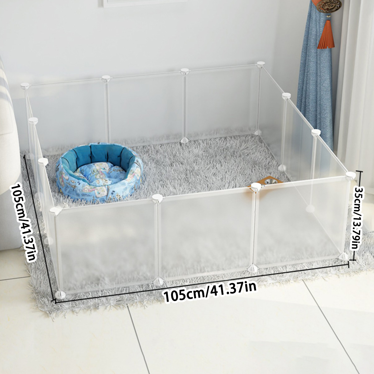 Isolatiebord voor kleine dieren, beschermhek voor kleine en middelgrote honden, verwijderbaar hek voor huisdieren, transparante kooi, kattenkooi, afneembaar en wasbaar: Licht Geel
