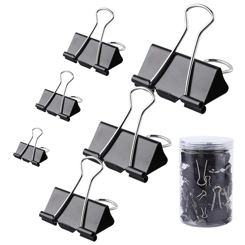 130 Pcs Assorted Sizes Binder Clips Big Paper Clamps Metal Fold Back Clips for Office School and Home Supplies, Black: Default Title