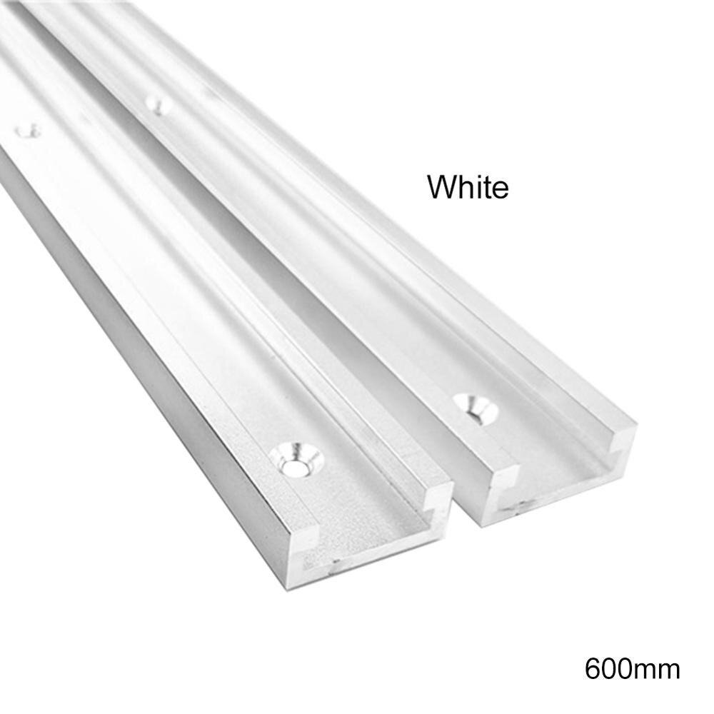 Aluminiumslegering t-spor slids geringsspor stikholdersav bordskakt til fræser bordbåndsave træbearbejdning gør-det-selv-værktøj type -30: Hvid 600mm
