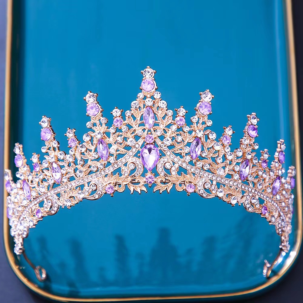 Barok Kristal Tiara 'S En Kronen Voor Vrouwen Bruid Strass Prom Diadeem Bruids Bruiloft Haaraccessoires Sieraden Kroon Tiara: Titanium Plated