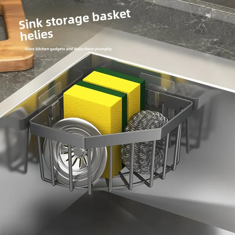 Kitchen Storage Drain Basket Sink Holder Adjustable Soap Sponge Shelf Wall Mounted Drain Basket Plastic Home Kitchen Accessories