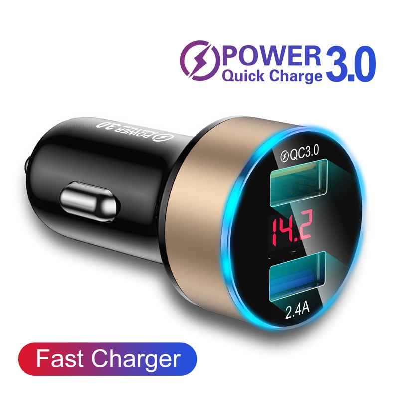 Quick Charge 4,0 3,0 Schnelle Auto Ladegerät für Handy Universal Dual Usb LED Display Adapter für redmi note 7 mini auto-Ladegerät