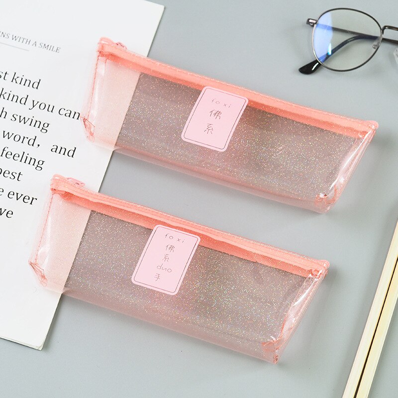 1 pièces corée étudiant papeterie rose série transparent simple étudiant stylo boîte Tumi bouddha fille triangle stylo