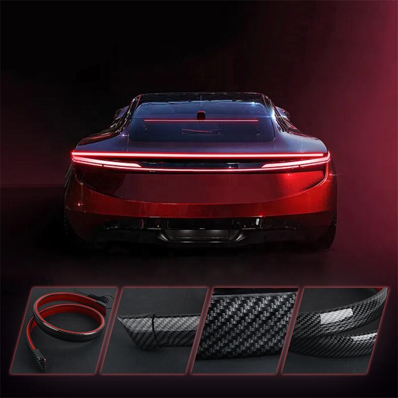 120CM 12V Led Tail Spoiler Light Universal Car Turn Signal Driving Brake Flash Trunk Lip Racing Tail Lamp Carbon Fiber RGB