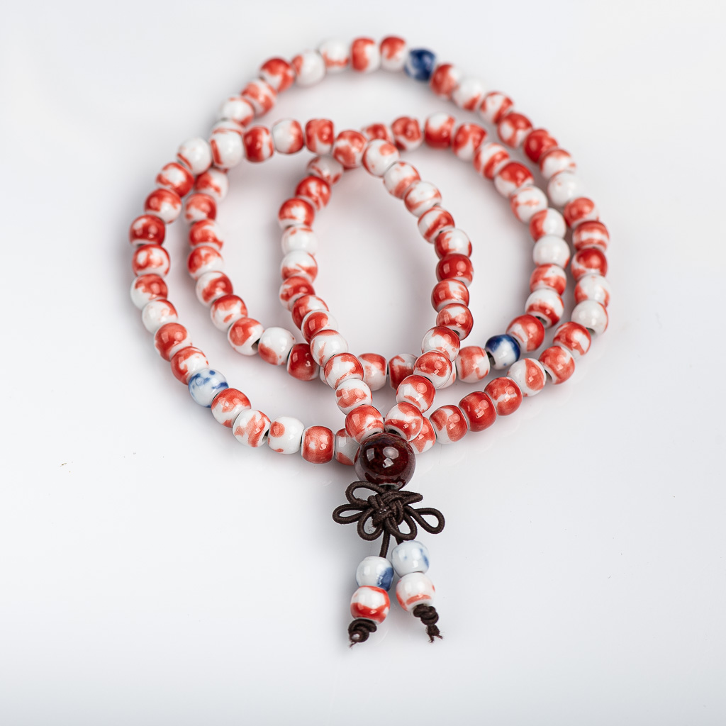 6mm Ceramic Beads Multilayer Bracelets long bracelets for women #BY174: Rhodium Plated