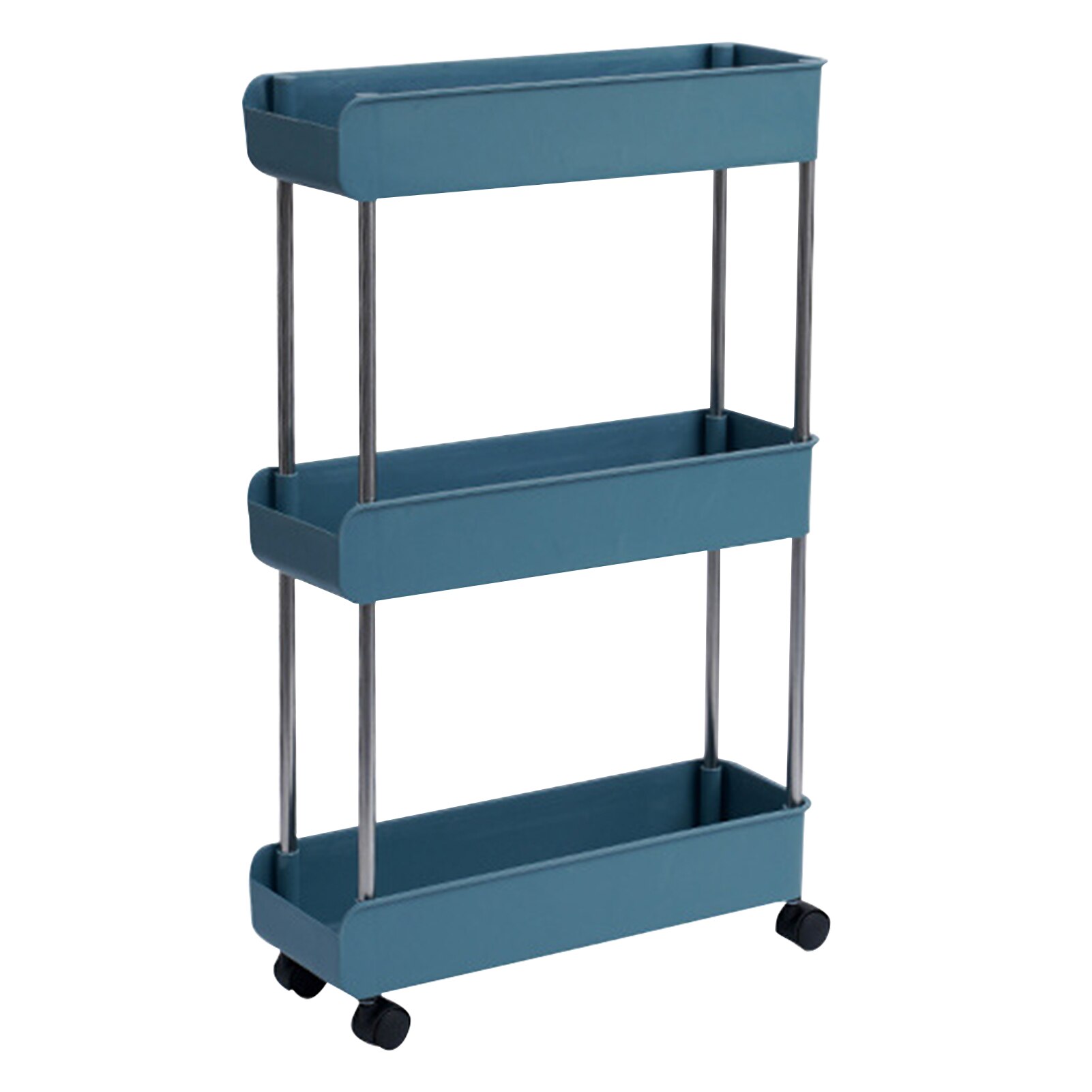 Kitchen Trolley Bathroom Rolling Cart 3/4 Layer Mobile Storage Rack with Wheels Fridge Slim Side Shelf Service Cart Trolley