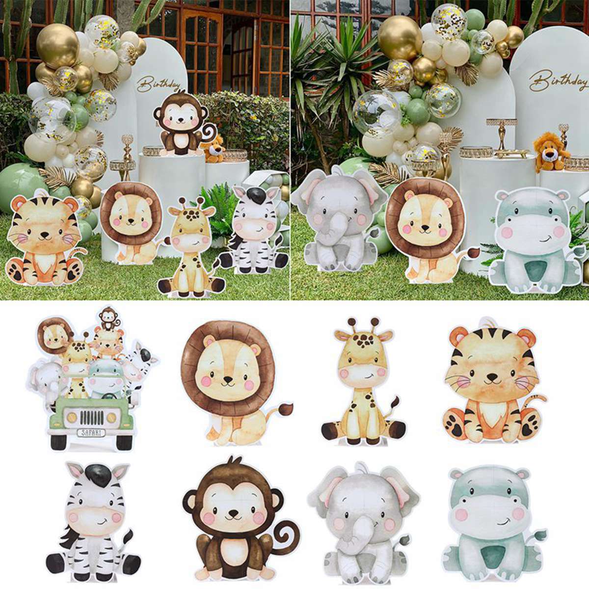 Fondo de de animales de la selva para niños, tablero KT, bosque verde, decoración de de primer cumpleaños, Safari de la selva, suministros para Baby Shower