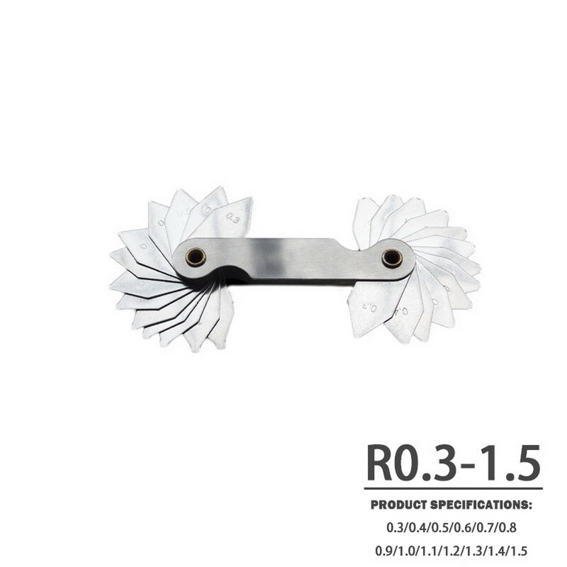 25 PCS Radius Gauge Set 1/64" To 1/2" - Stainless Steel Measuring Tool With Holder