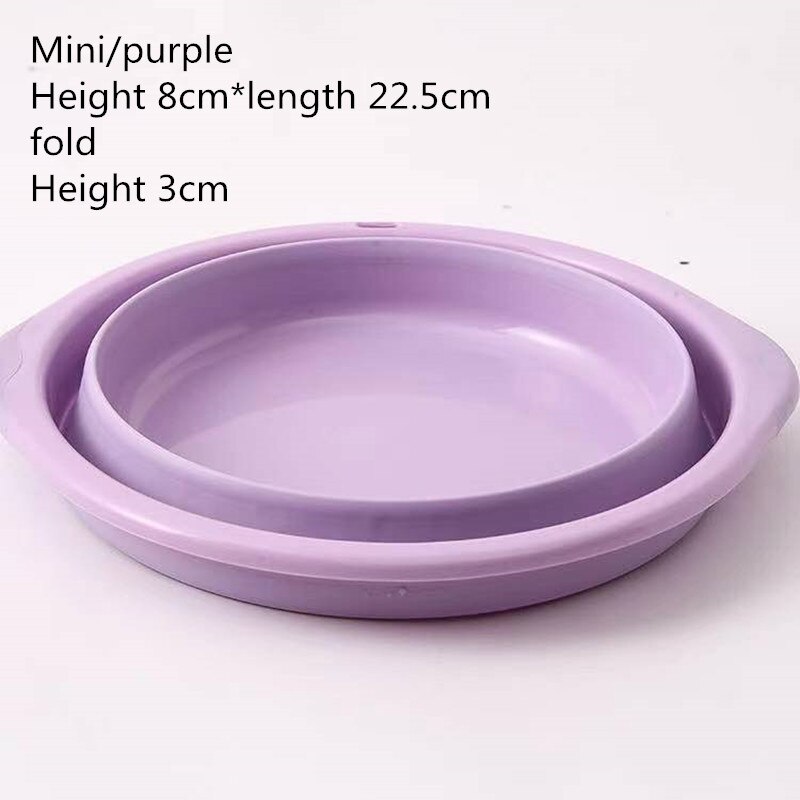 Portable Folding Bucket Camping Washbasin Basin Silicone Collapsible Fishing Car Wash Cleaning Supplies: purple mini