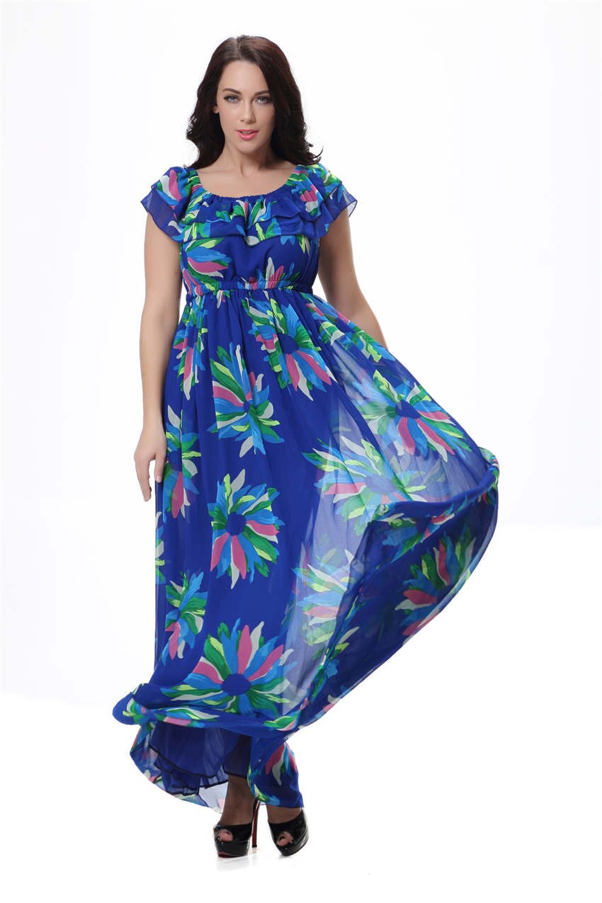 Vestido bohemio de playa de verano para mujer, vestido Maxi de corte imperio y largo hasta el suelo de talla grande 6XL: 6XL
