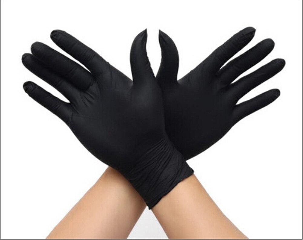 100Pcs Disposable Gloves Non Latex Non Vinyl Nitrile Disposable Ultra-thin Gloves Grade For Hygiene areas Size M L XL: Black / XL