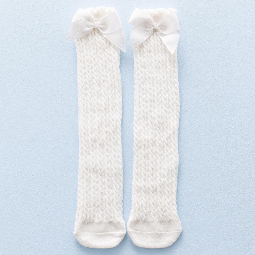 Zacht Ademend Meisjes Kniekousen Zomer Cozy Mesh Buis Sokken Voor Meisjes Kleding Peuter Beenwarmers Skarpety/meias: ivory