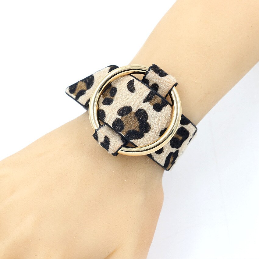 TOTABC Leopard Print Double Surround Leather Bracelets For Women Wrap Bracelet Femme Wristband Jewelry