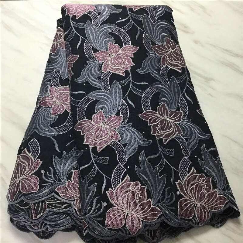 White Swiss Lace Fabric Latest Heavy Beaded Embroidery African Cotton fabrics Swiss Voile Lace Popular Dubai Style 5yards: 6