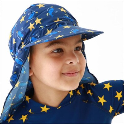 Enfants été plage UV coupe casquette 1-12 ans bébé chapeau garçons filles enfants bonnet de natation respirant cou Protection en plein air chapeau de soleil: Star fish