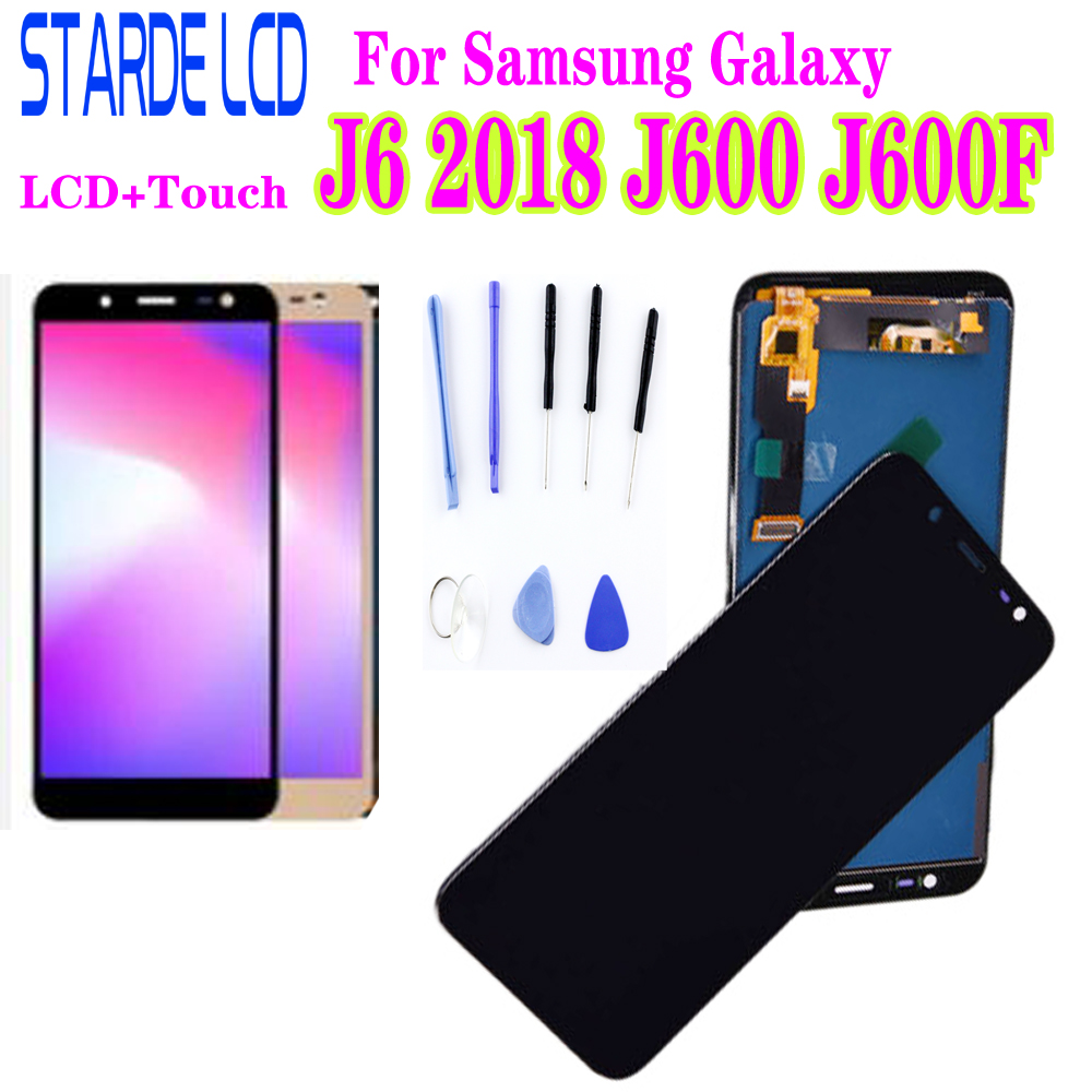 5.6 inch voor samsung galaxy  j6 j600 j600f j600y lcd-scherm en touchscreen glaspaneel montage kan de helderheid aanpassen