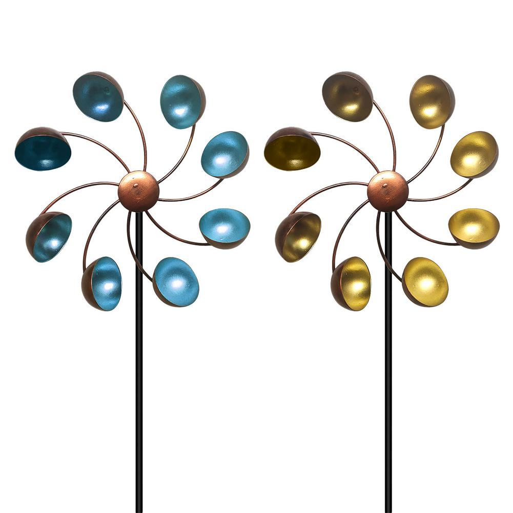 Outdoor Windmill Decoration Garden Lawn Wrought Iron Rotating Wind Spinner Courtyard Garden Stake Decorative Windmill Ornaments