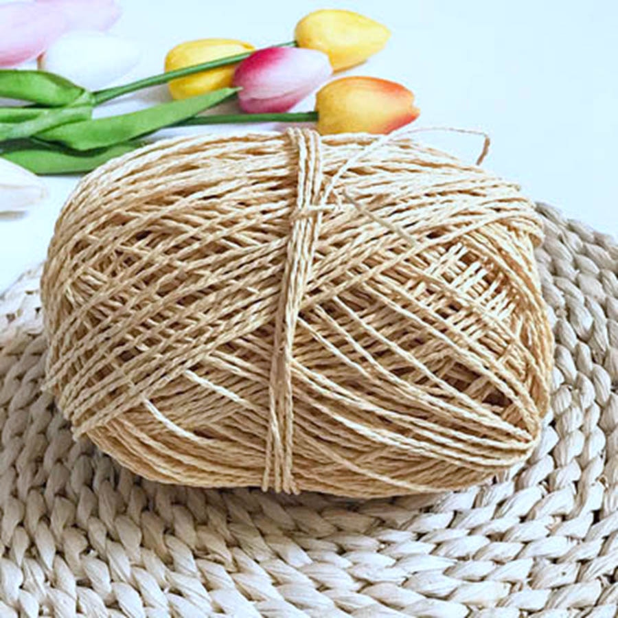 100g/ boll raffia garn kintting papper halm garn för att virka hatt fancy garn blompackning sommar handgjort material