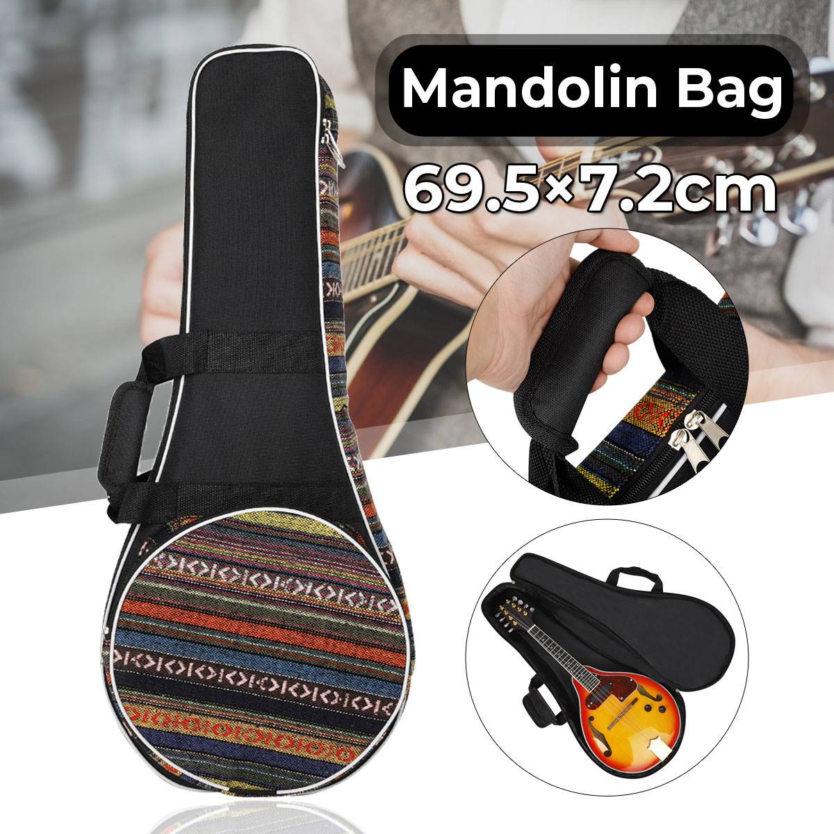 Mandolin taske fortykket bomuld bærbar mandolin taske med dobbelt anvendelse guitar opbevaringsetui cover til musikinstrument tilbehør