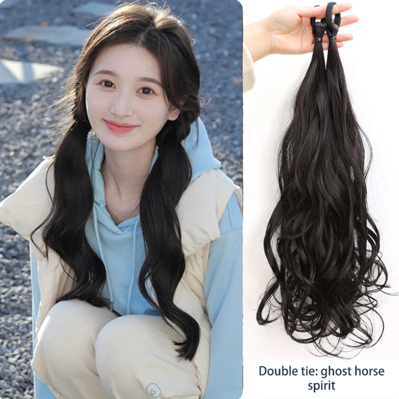 Peluca de cola de caballo a la , estilo de diadema, simulación trenzada, Peluca de cola de caballo alta femenina, cabeza de albóndiga, accesorios para el cabello, herramientas de peinado